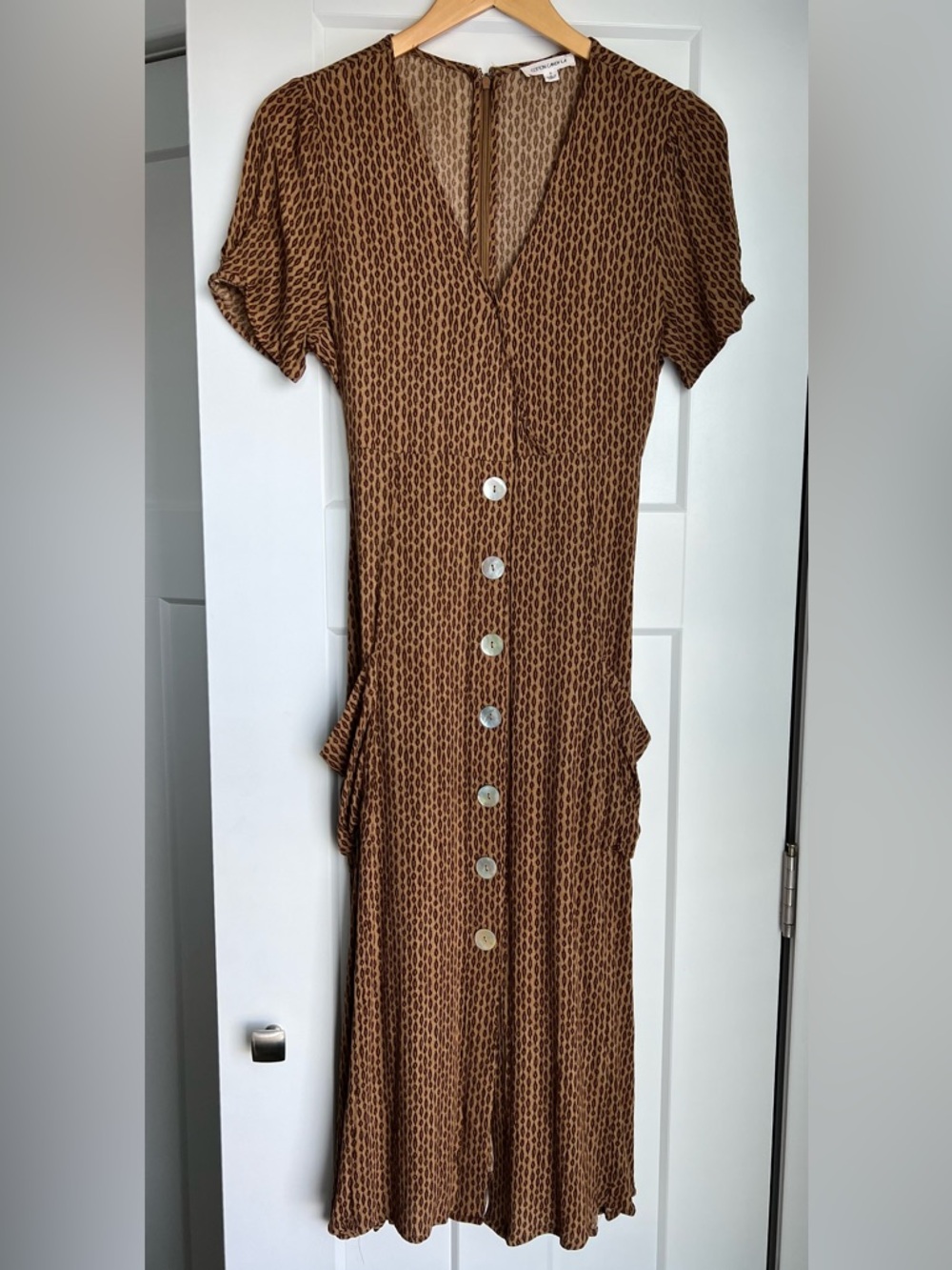 Cotton Candy LA |  Neutral-Colored Patterned A-line Dress, Size Small